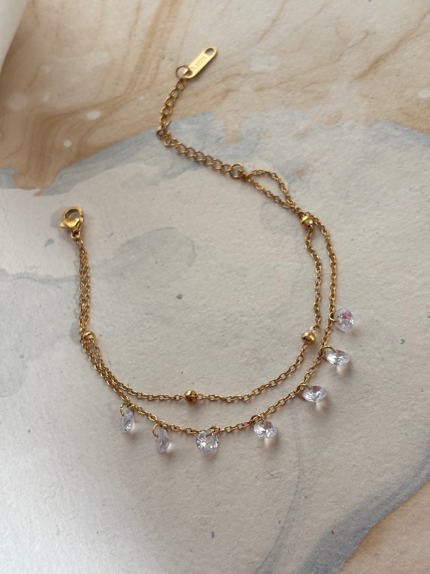 Crystal Charm Layered Bracelet