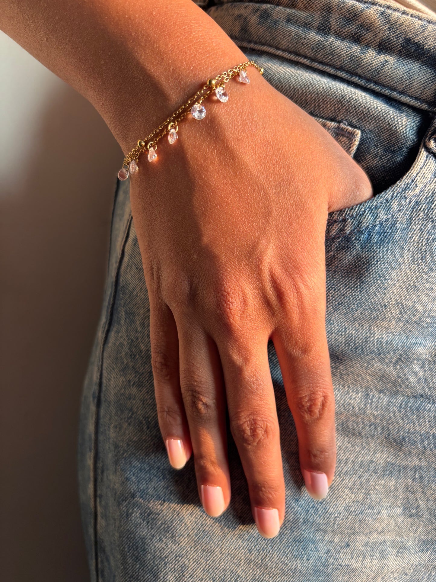 Crystal Charm Layered Bracelet