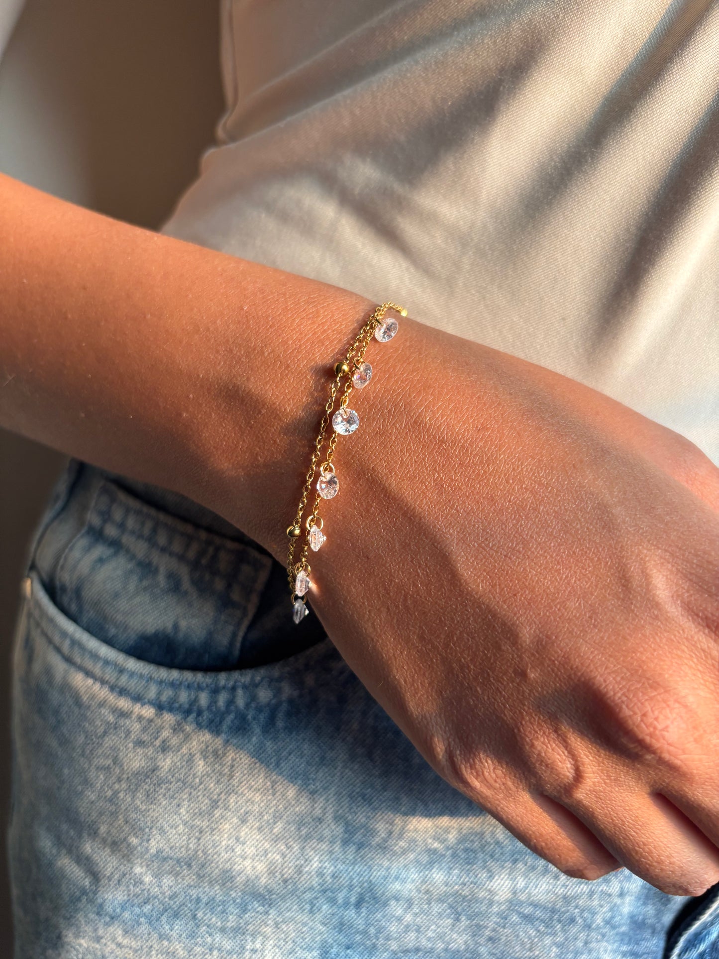 Crystal Charm Layered Bracelet