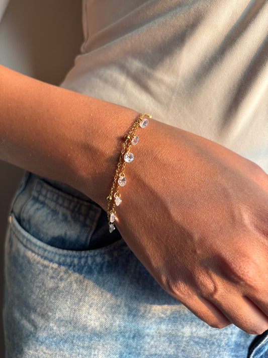 Crystal Charm Layered Bracelet