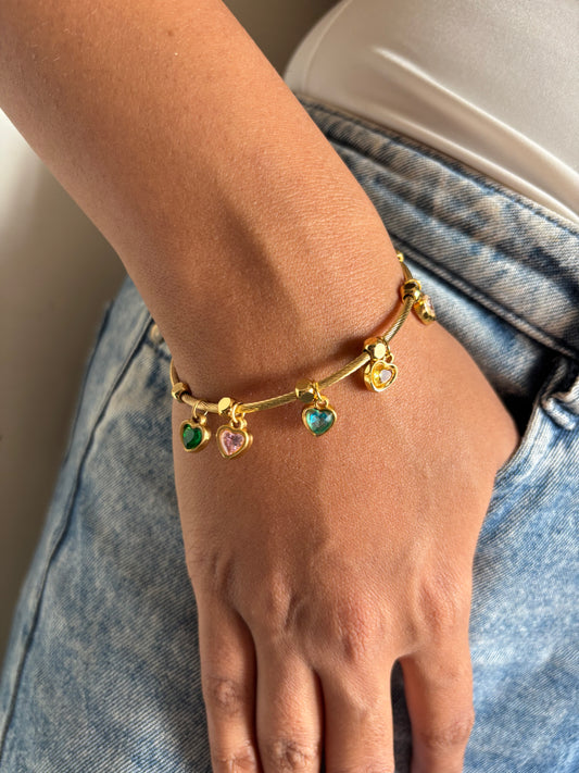 Multi Heart Drop Adjustable Cuff