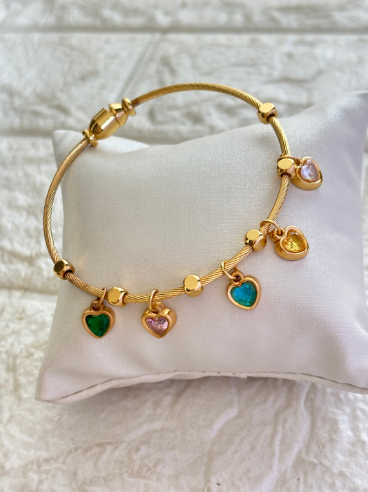 Multi Heart Drop Adjustable Cuff