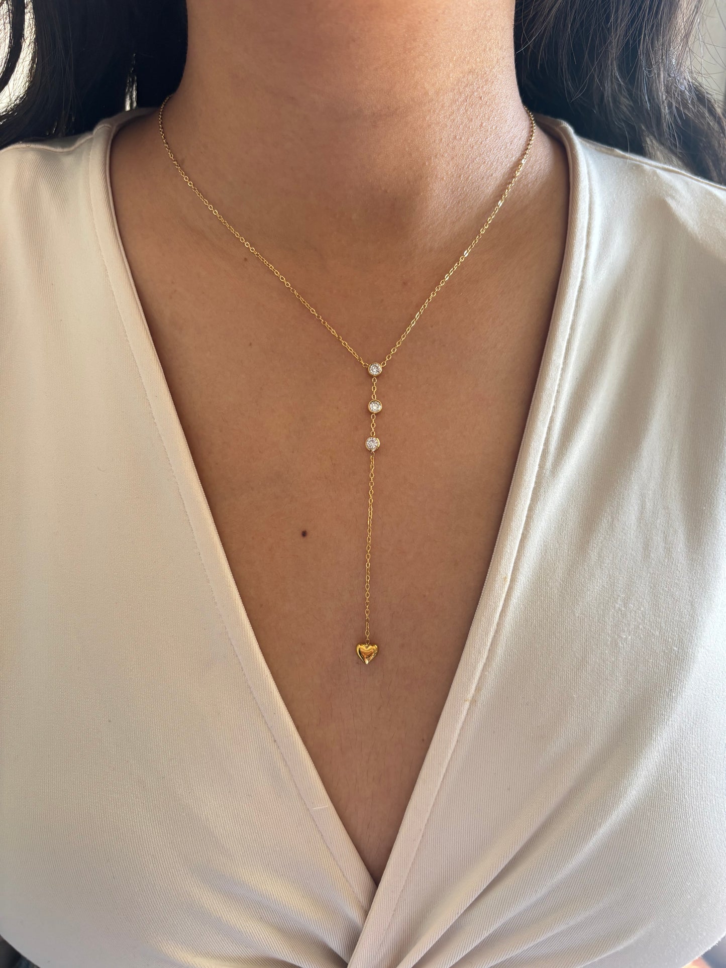 Amelia Y-Drop Heart Necklace