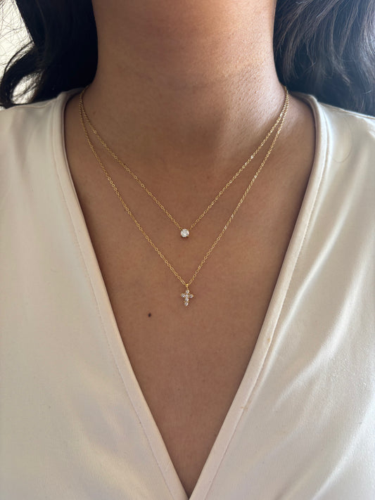 Dainty Layered Cross Necklace