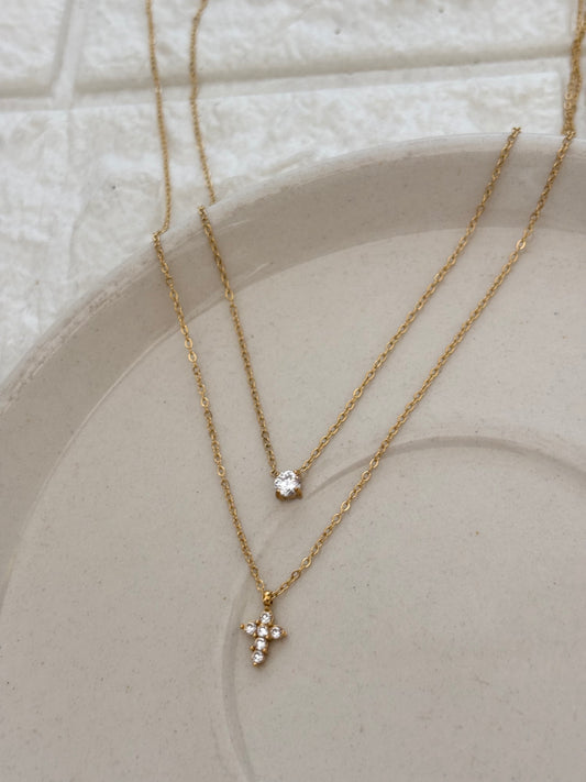 Dainty Layered Cross Necklace