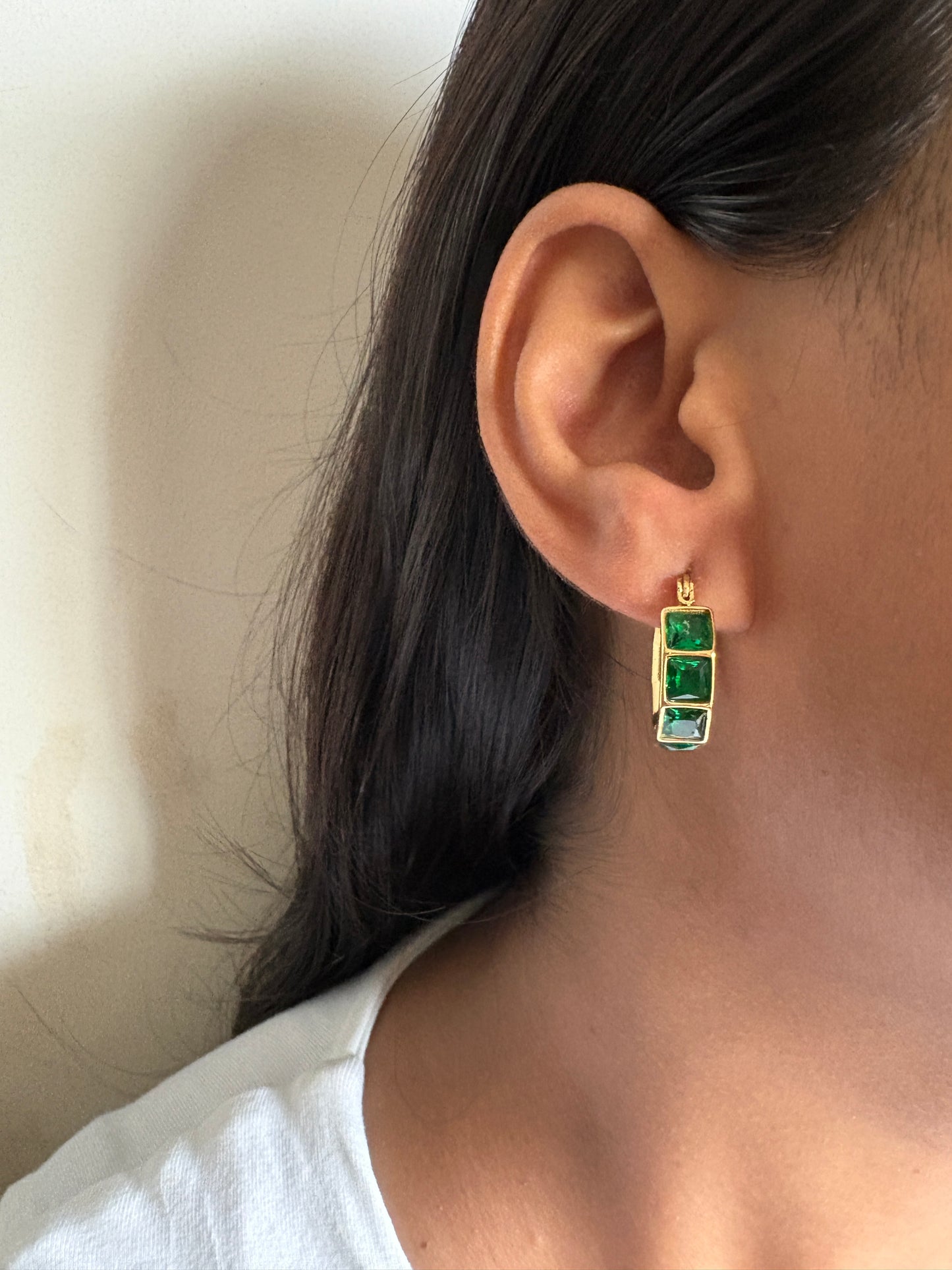 Emerald Studded Hoops