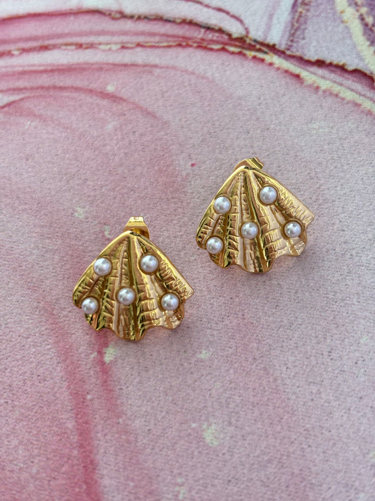 Studded Pearl-Shell Studs