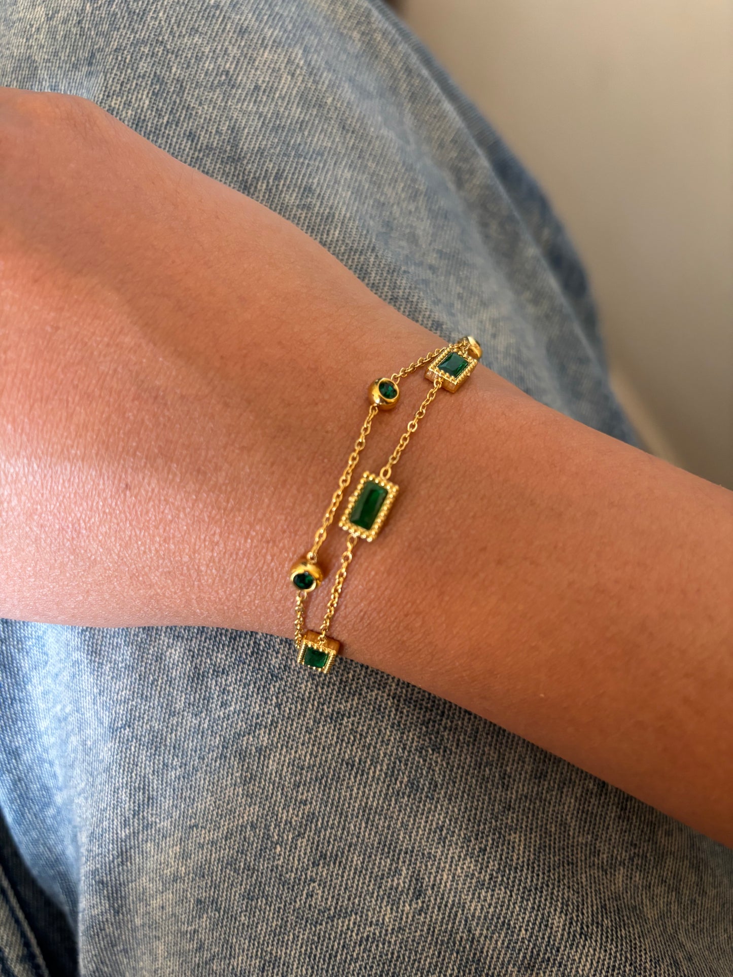 Emerald Layered Bracelet