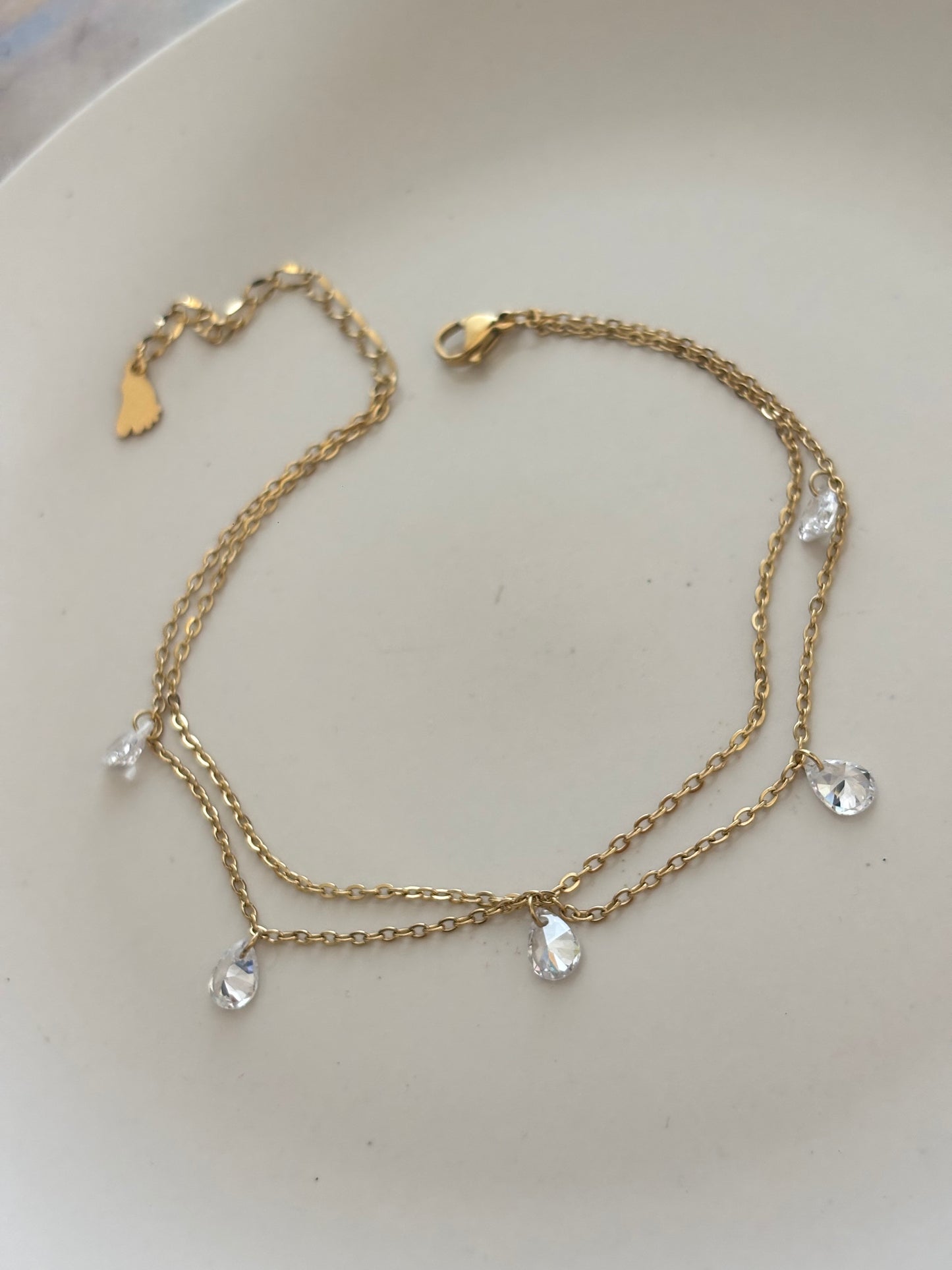 Crystal Charm Drop Anklet