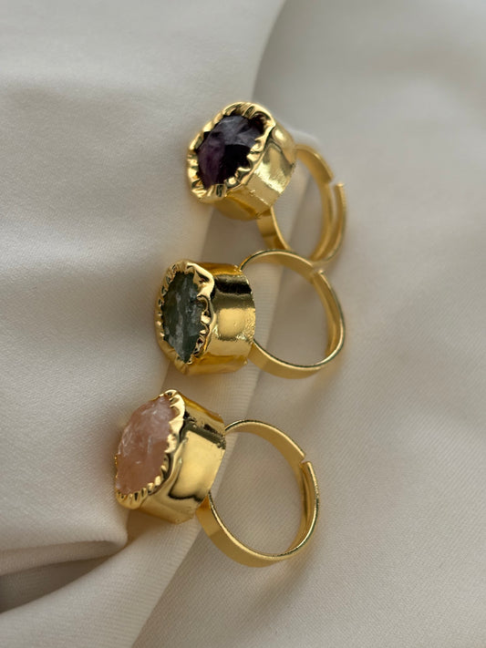 Single Color Stone Adjustable Ring Brass