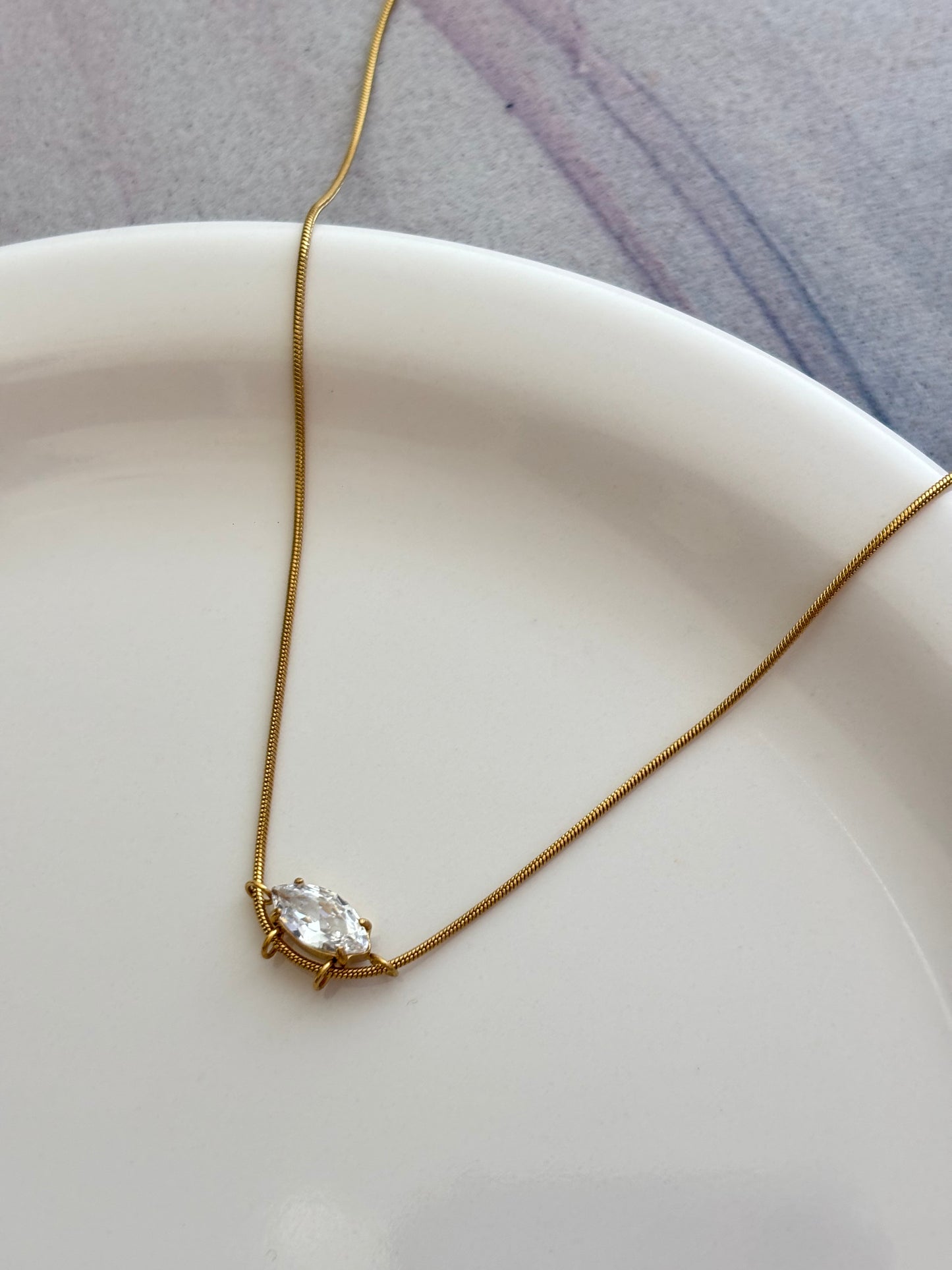 Marquise Curve Solitaire Necklace