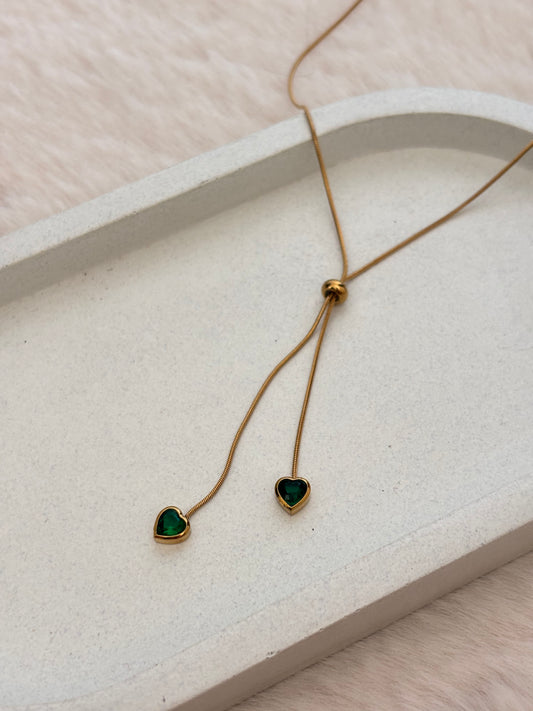 Emerald Heart Pull up Necklace