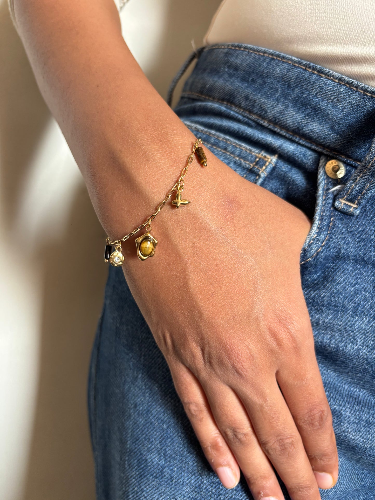 Tiger Eye Charm Bracelet