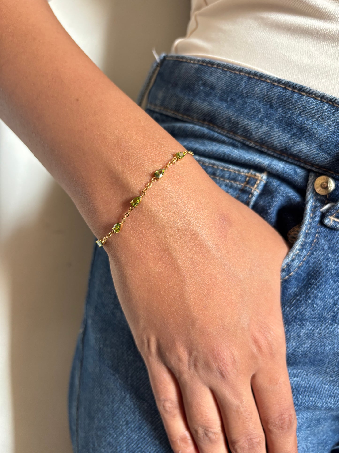Olive Drop Studded Bracelet