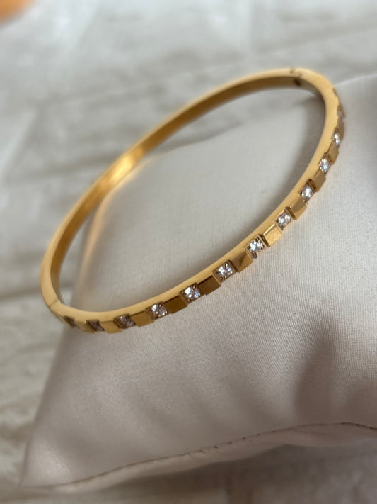Cube Studded Gold Bracelet