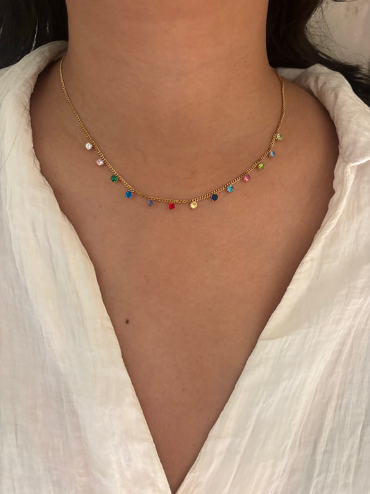 Dainty Multi-Crystal Studded Necklace