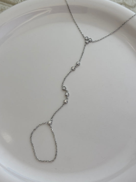 Silver Bezel Hand Chain