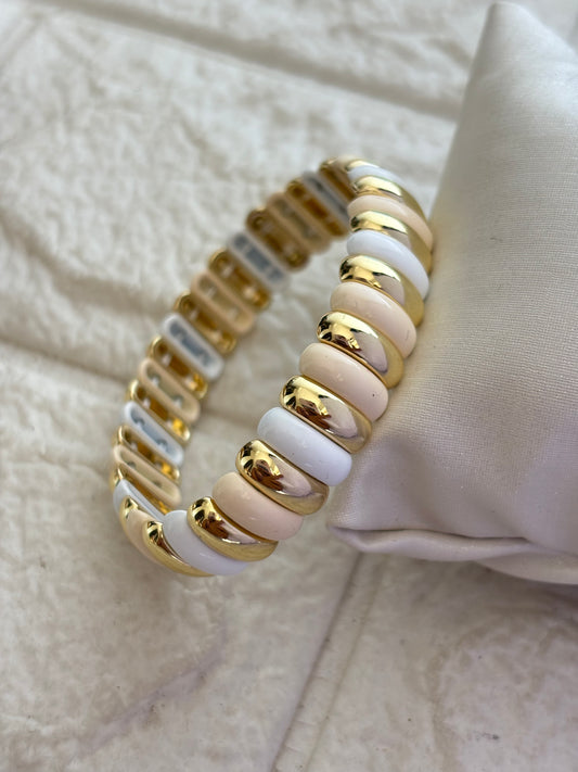 Vanilla Enamel Stretchable Bracelet