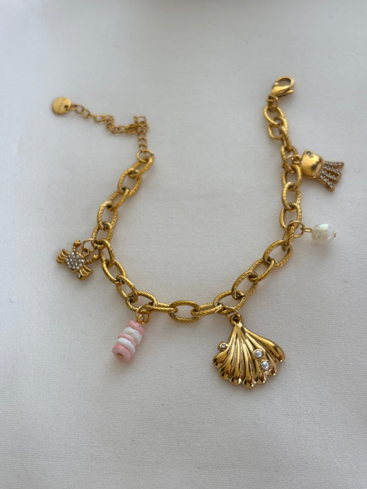 Candy-floss Shell Charm Bracelet