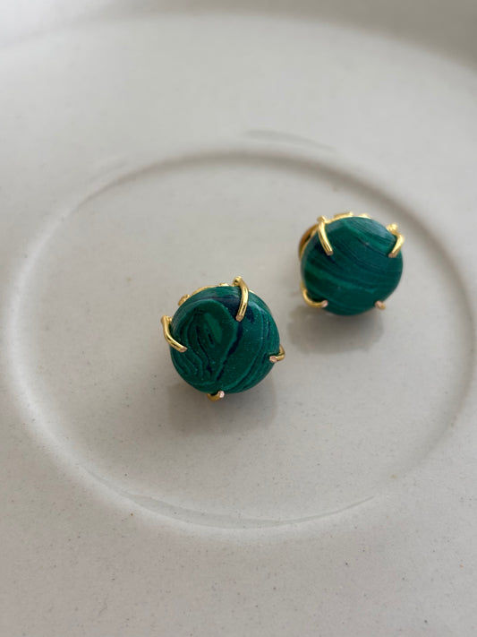 Forest Natural Stone Studs- Brass