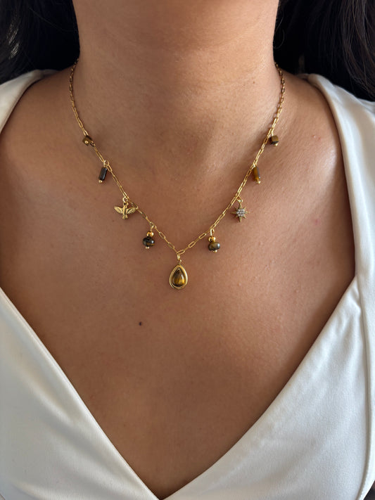 Tiger Eye Charm Necklace