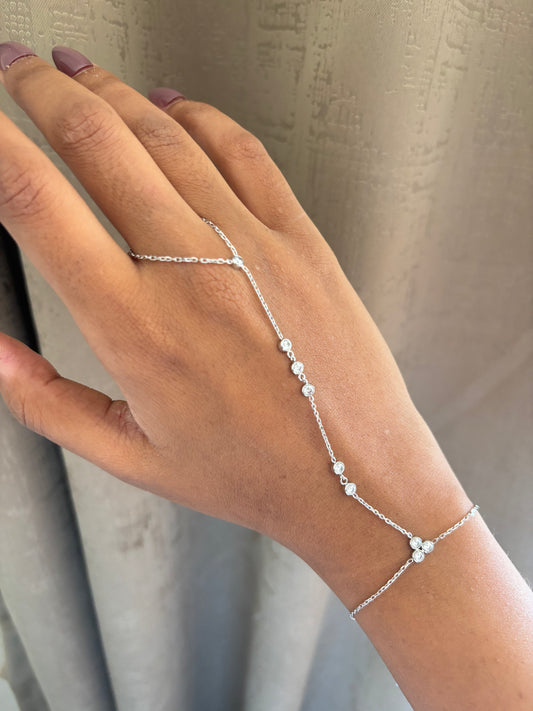 Silver Bezel Hand Chain