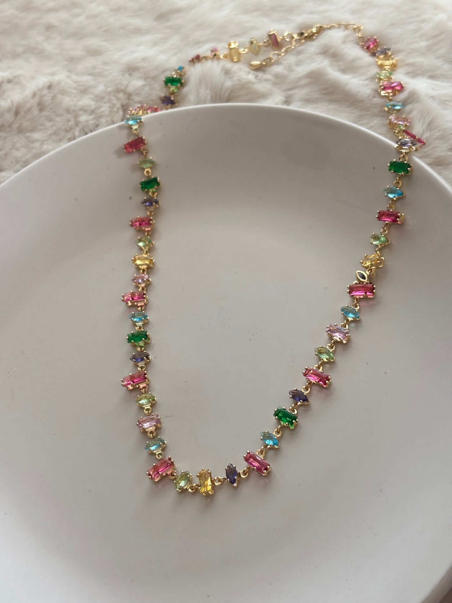 Evelyn Color Splash Necklace - Brass