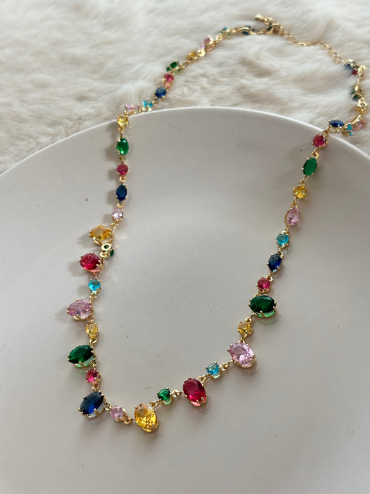 Sydney Color Splash Necklace - Brass