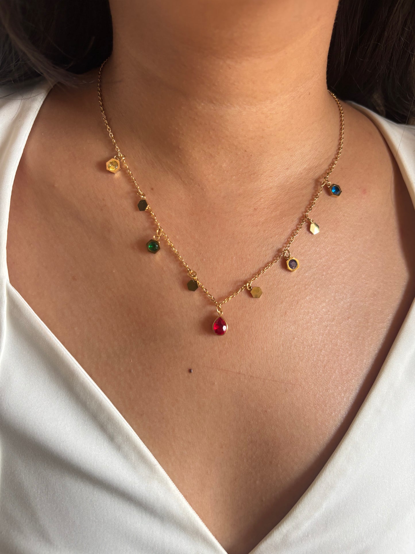 Hexa Drop Charm Necklace