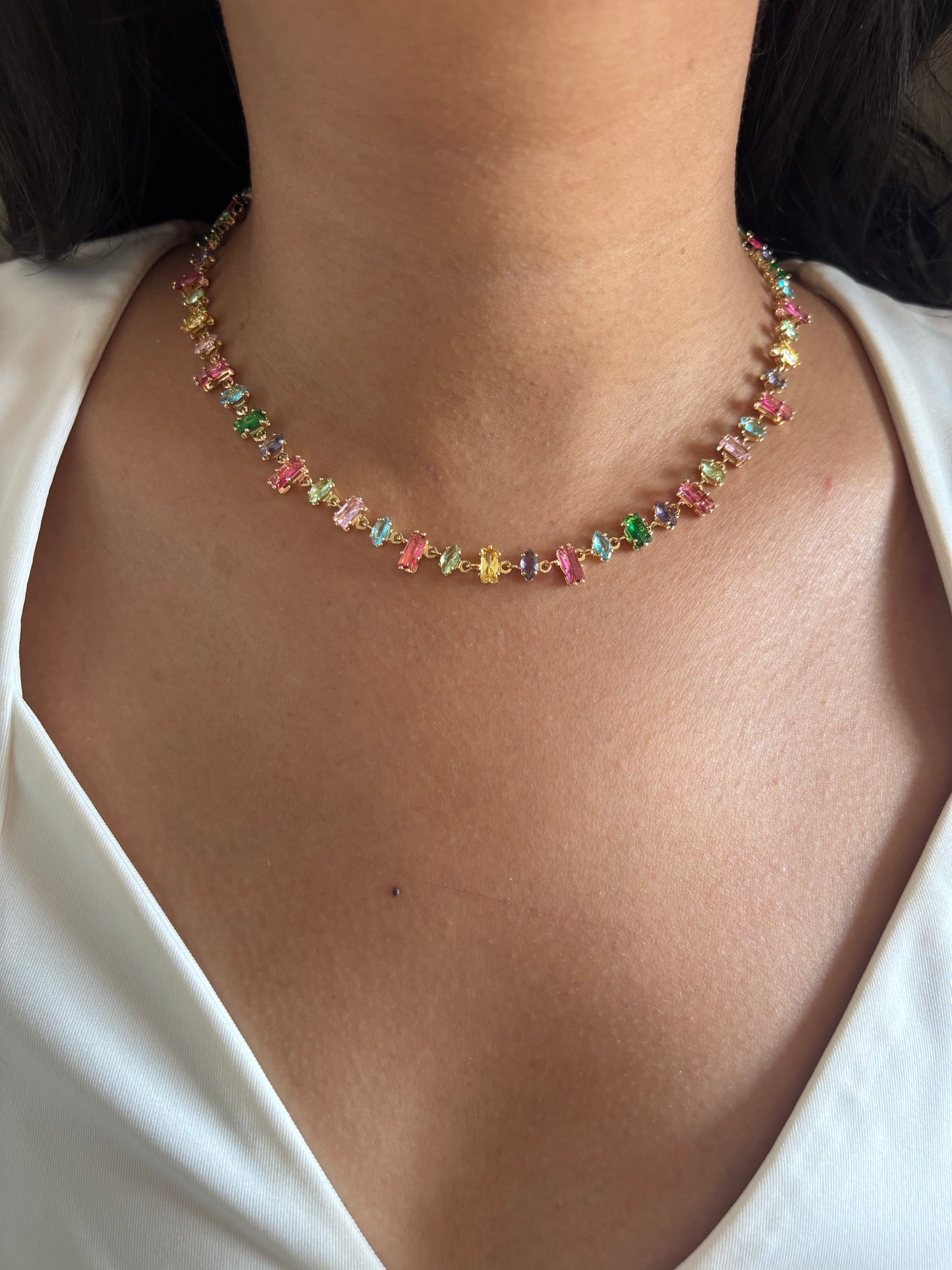 Evelyn Color Splash Necklace - Brass
