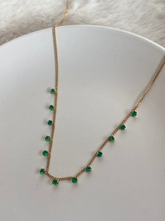 Dainty Emerald Charm Necklace