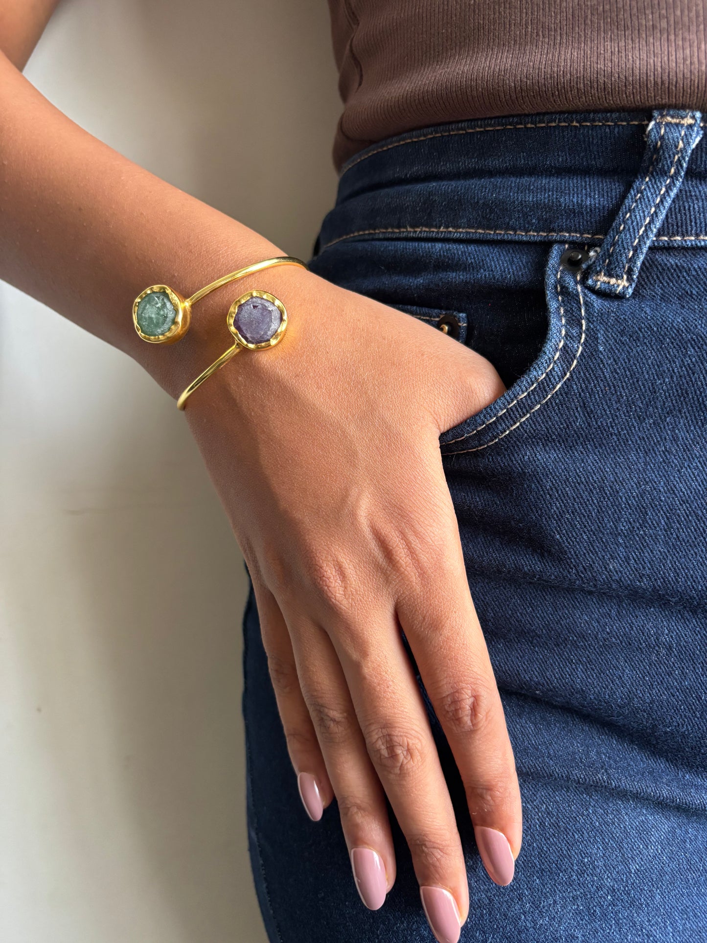 Color Duo Natural Stone Adjustable Cuff