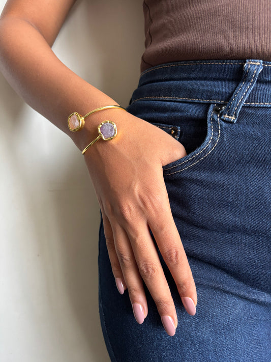 Color Duo Natural Stone Adjustable Cuff