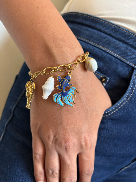 Aqua aura Charm Bracelet