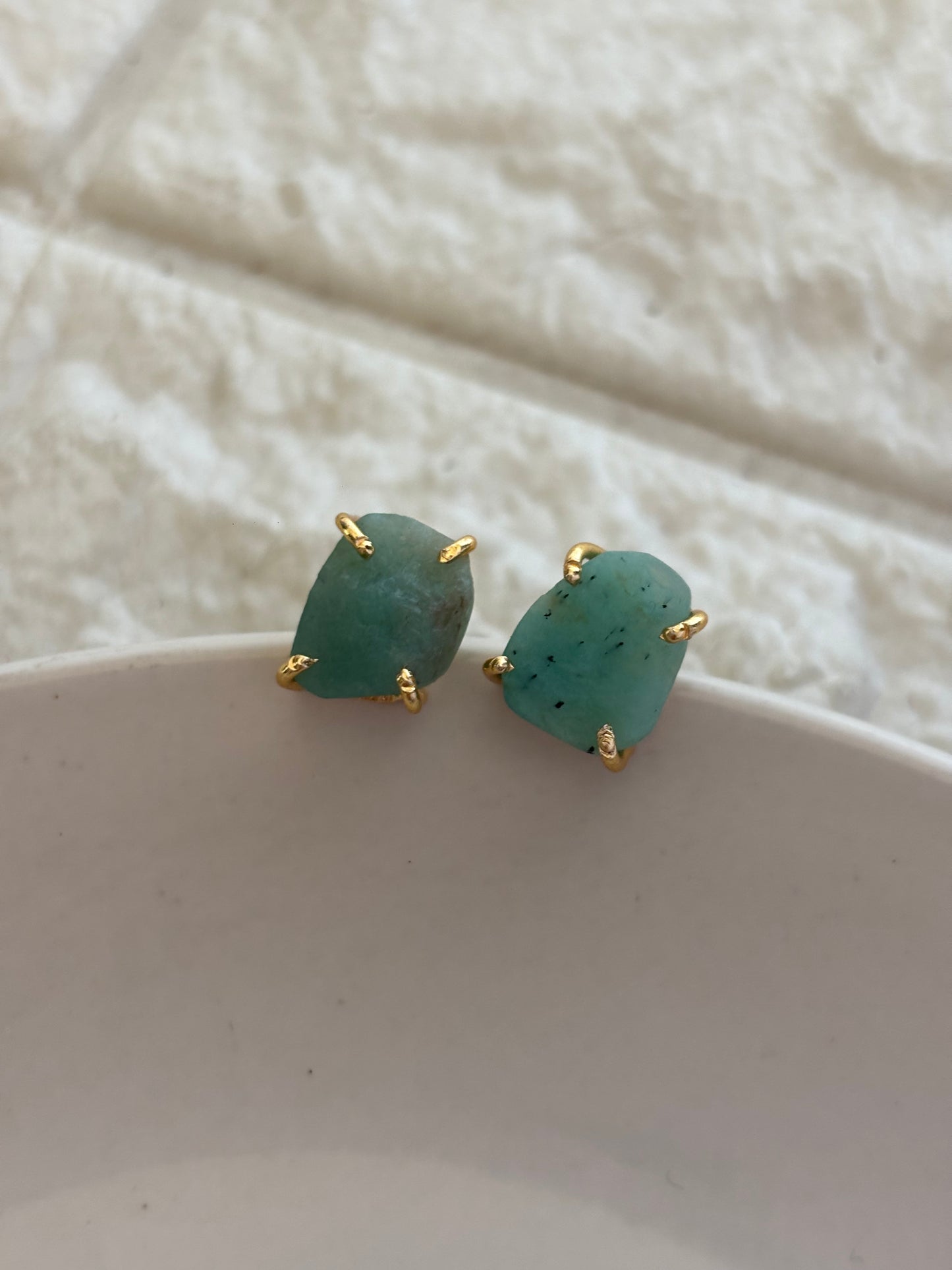 Sea-Mist Natural Stone Studs Brass