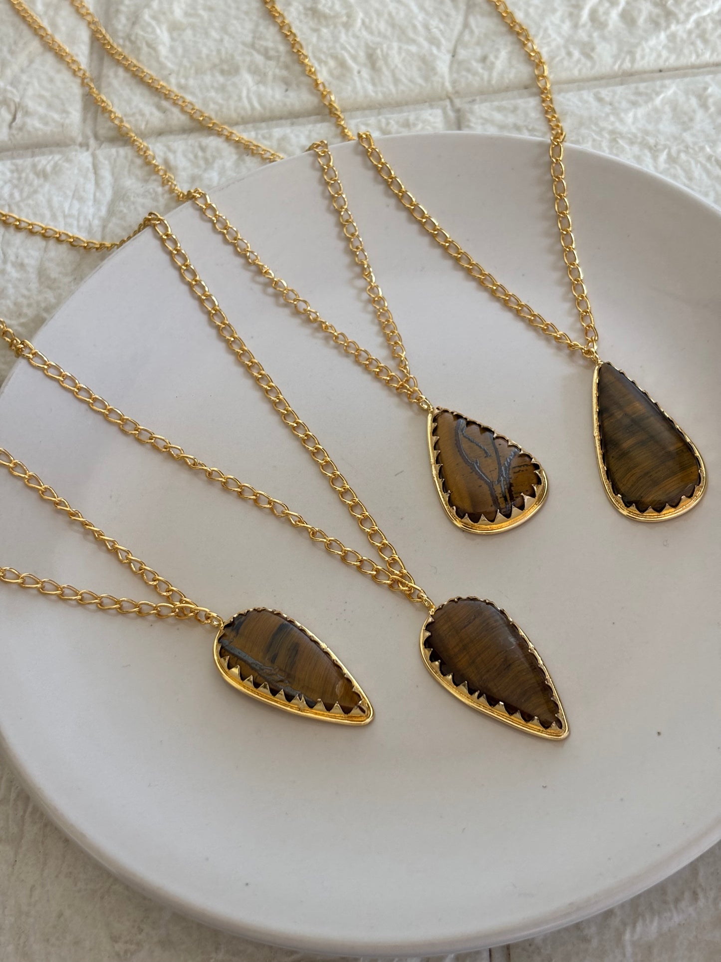 Tiger Eye Necklace -Brass