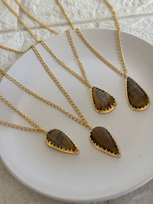 Tiger Eye Necklace -Brass