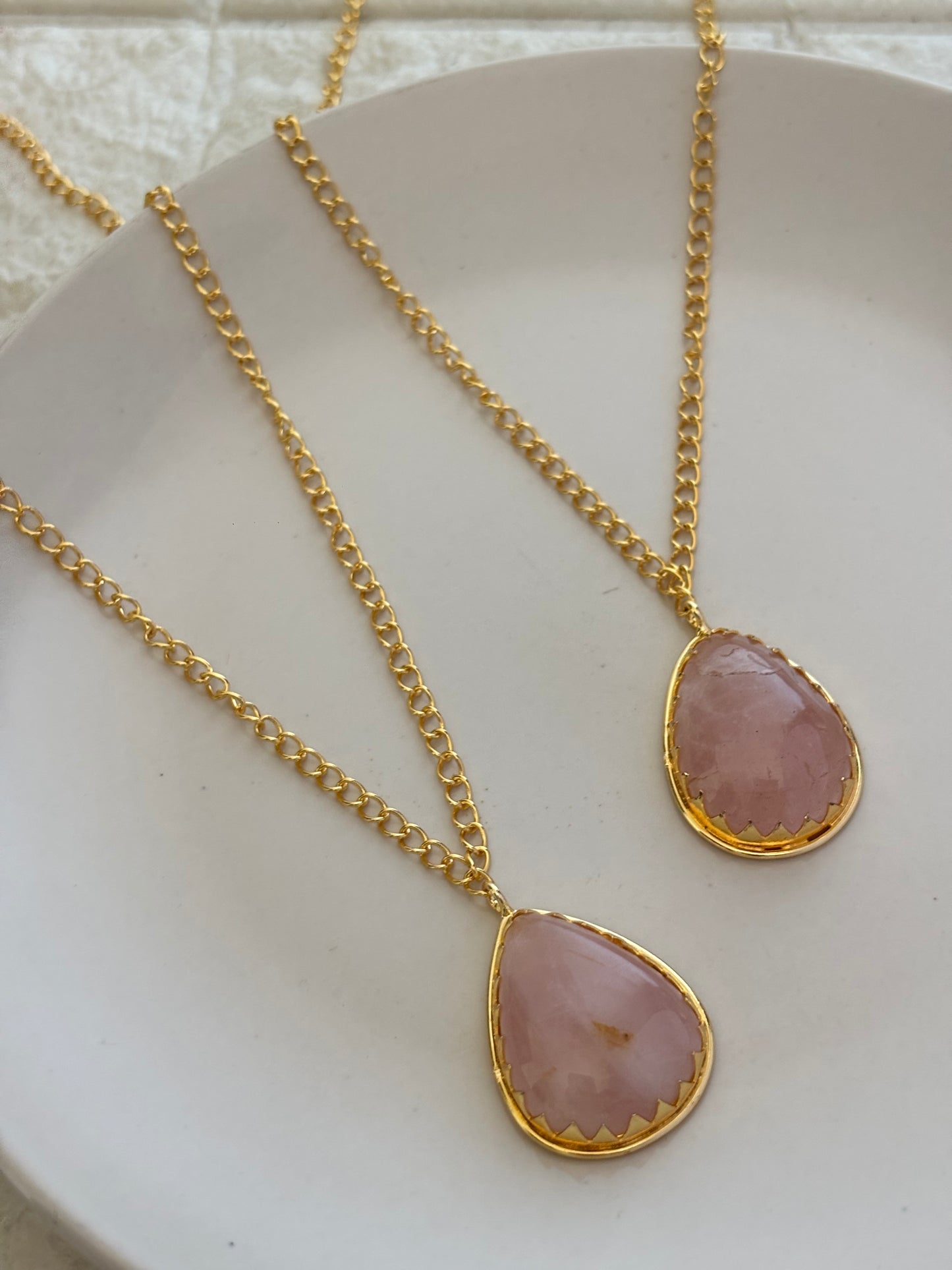 Rose Quartz Necklace-Brass