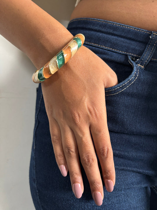 Sage Chunky Bangle Brass