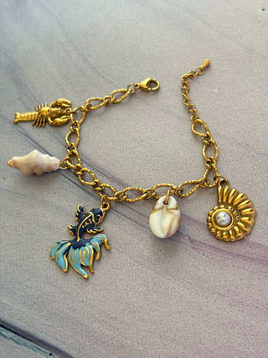 Aqua aura Charm Bracelet