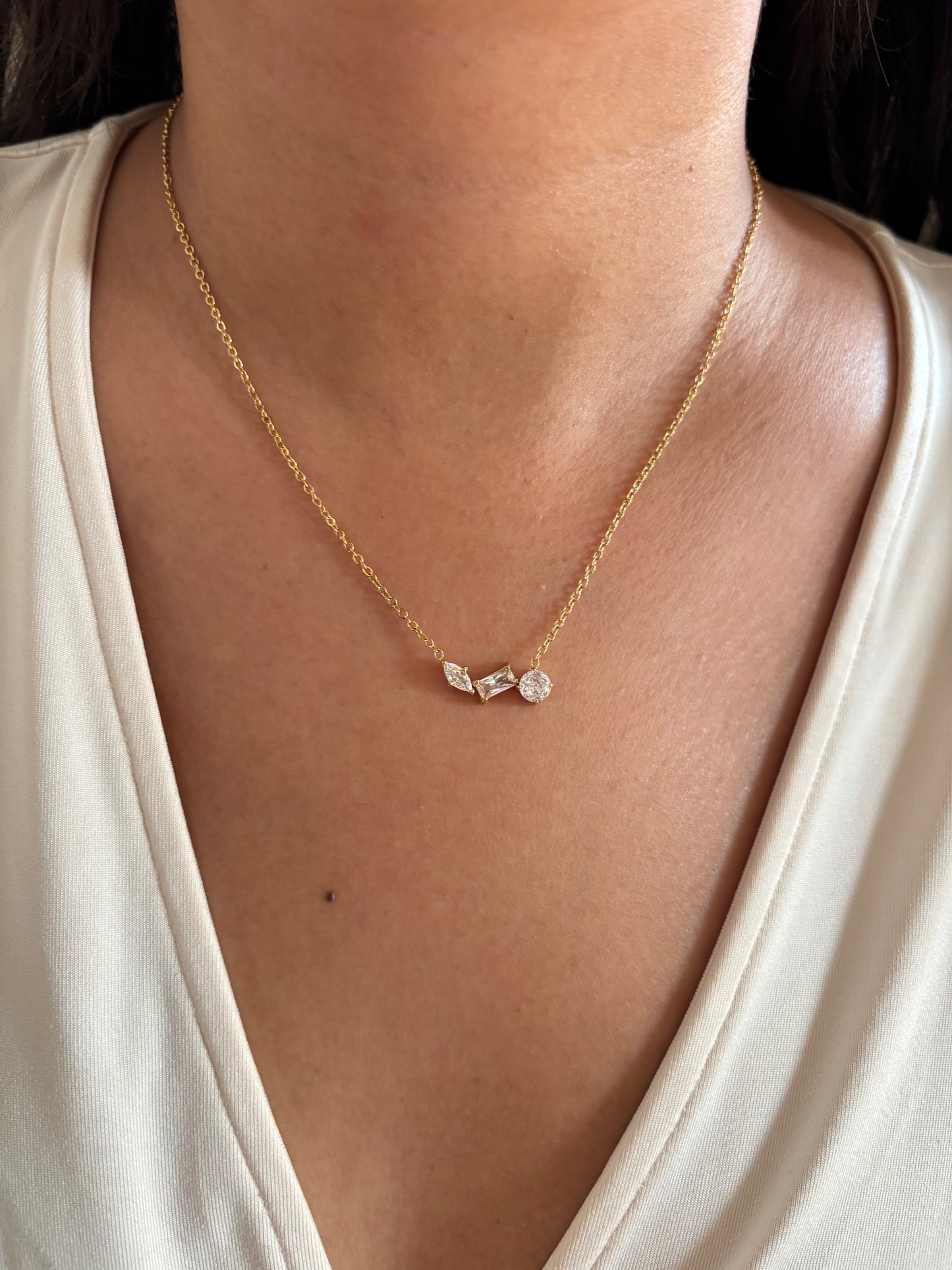 Trio Solitaire Necklace