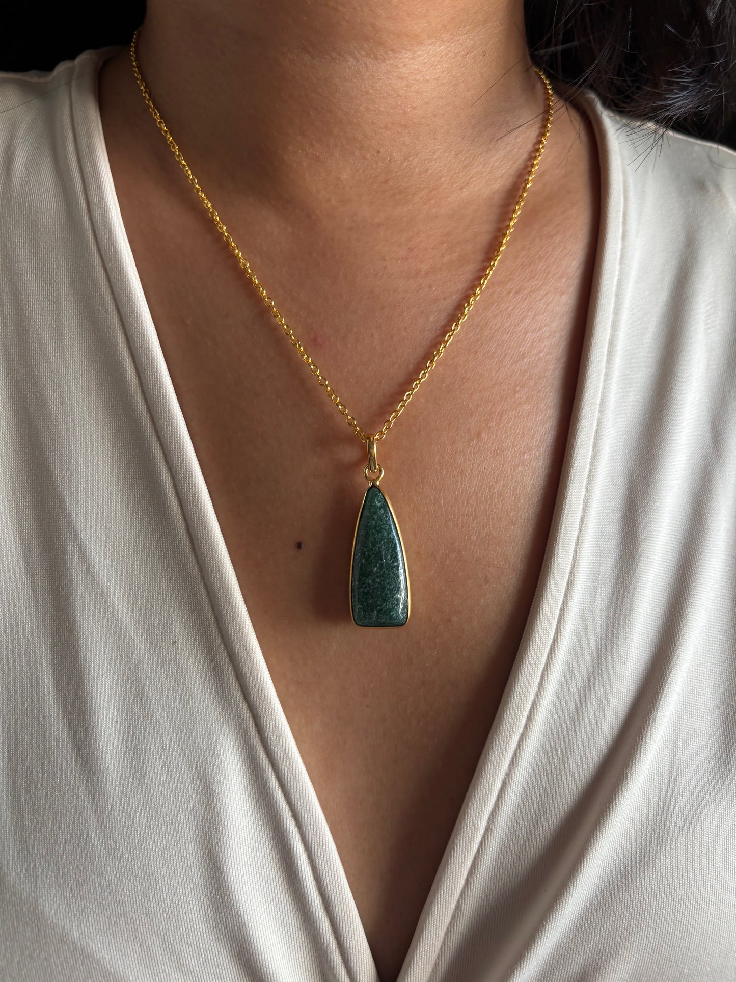 Pyramid Stone Necklace-Brass