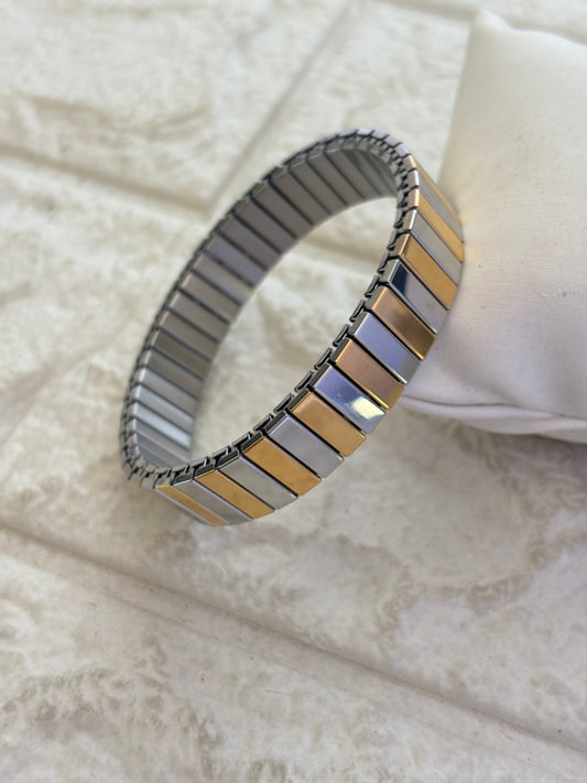 Dual Tone Watch Strap Bracelet