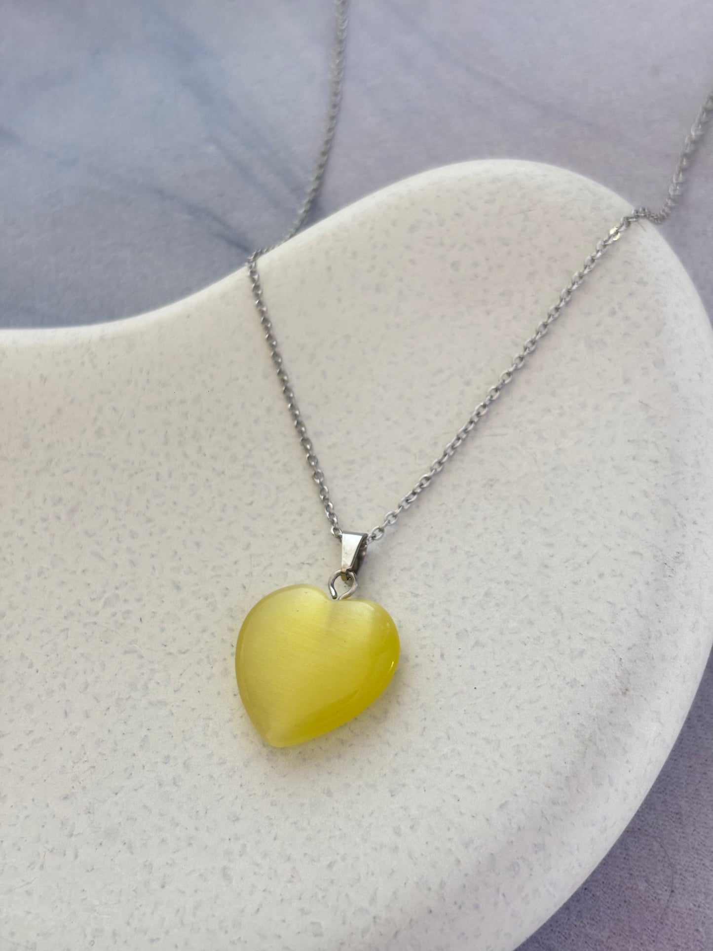 Glass Heart Silver Necklace