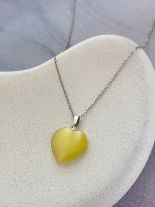 Glass Heart Silver Necklace