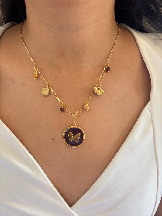Mocha Butterfly Necklace