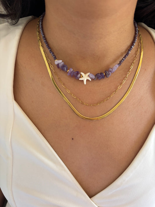 Purple martini Stack Necklace