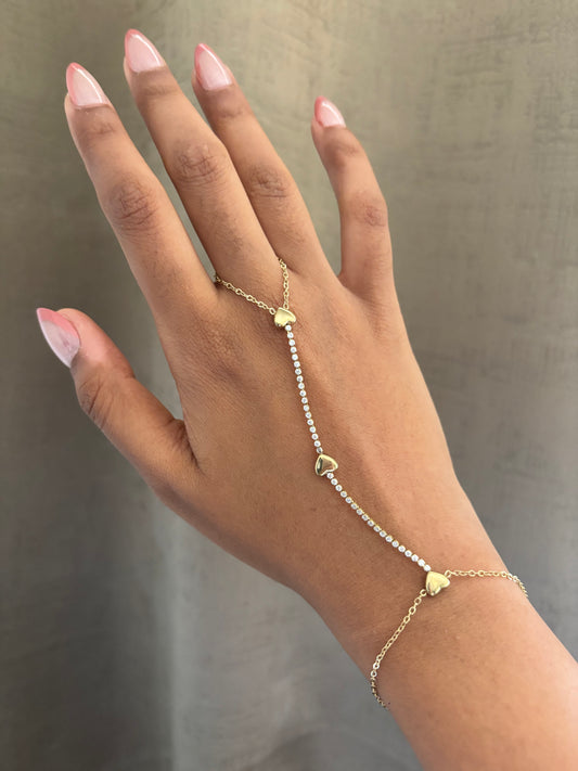 Trio Heart Tennis Hand Chain