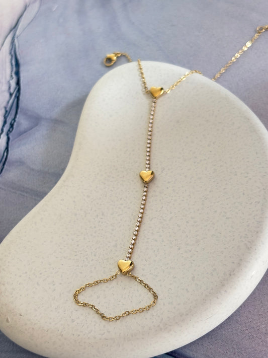 Trio Heart Tennis Hand Chain