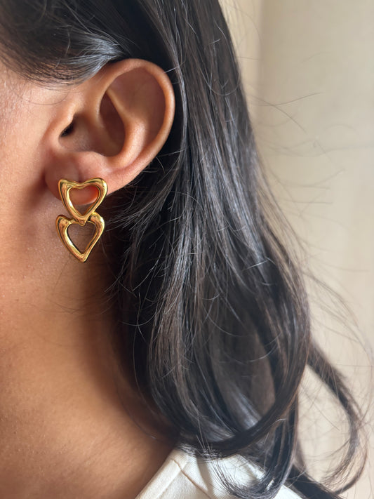 Duo Heart Cut-out Earrings